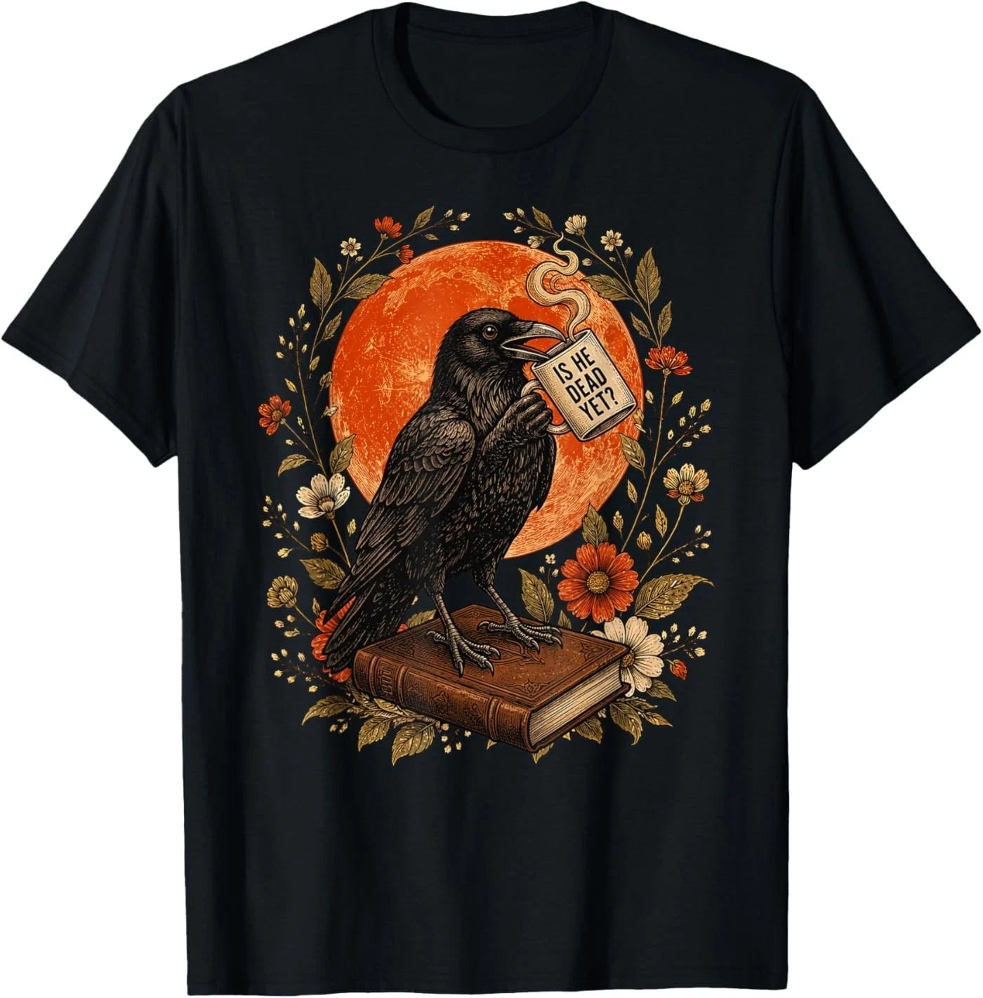 is He Vintage Dead Yet Dark Crow Raven Bird Humor Gothic T-Shirt