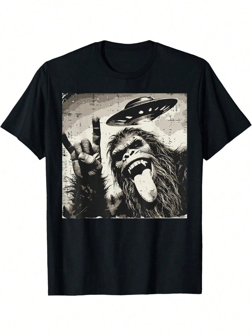 Big-Foot Rocker Tongue Ufo Selfie Sasquatch Rock Men T-Shirt For Men