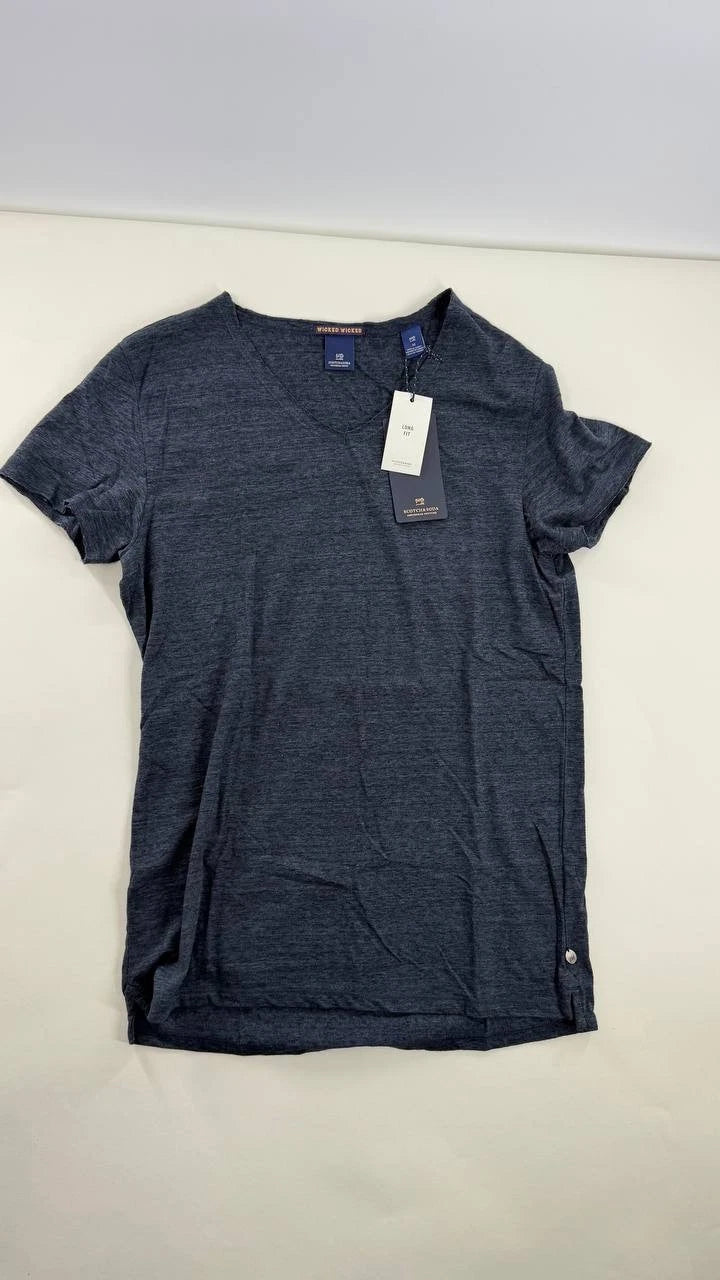 Scotch & Soda V-Neck T-Shirt Blue Casual Summer Tee Lightweight NWT
