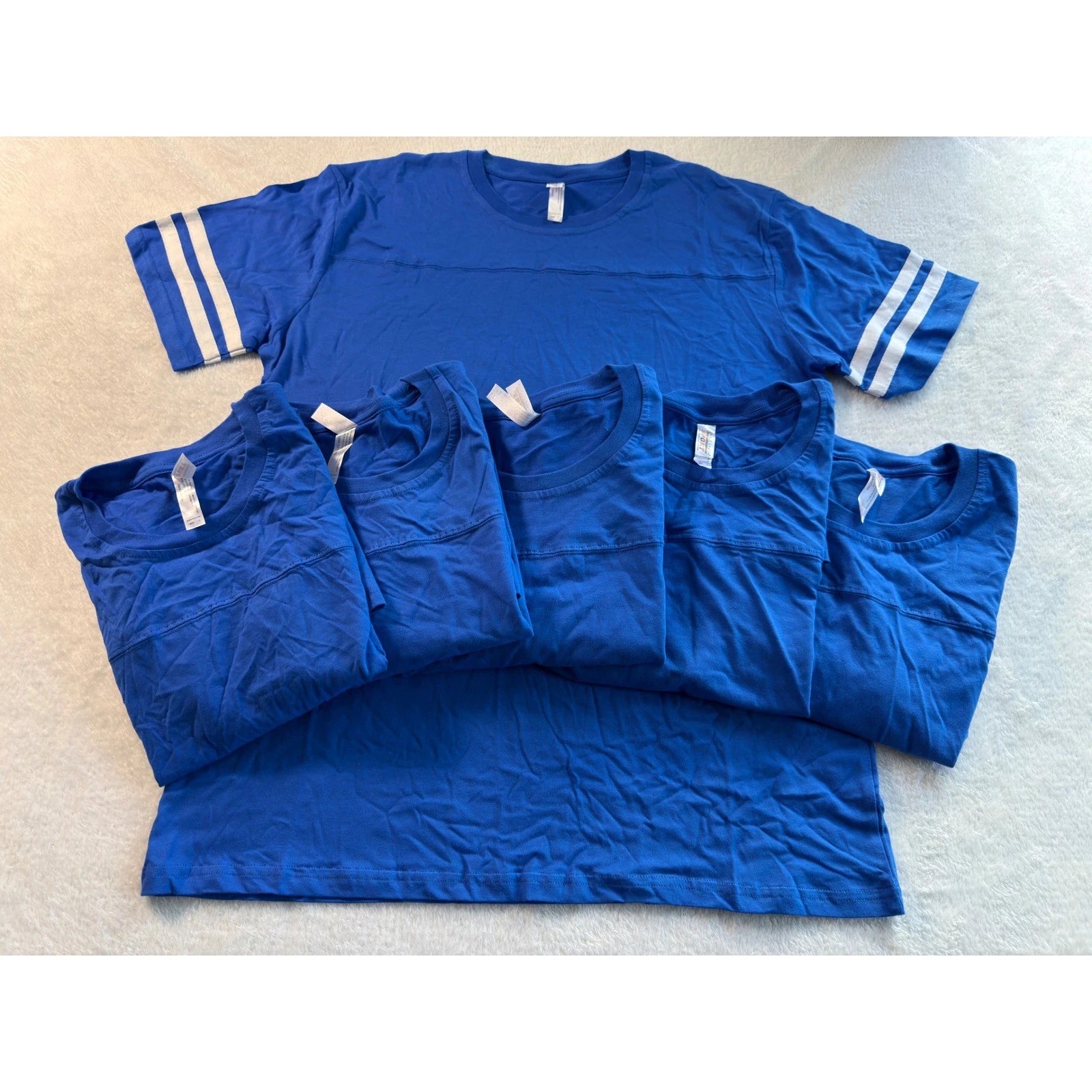 Royal Avalon Mens Blue Jersey T-Shirt Lot of 6 Striped Sleeve Cotton Size L