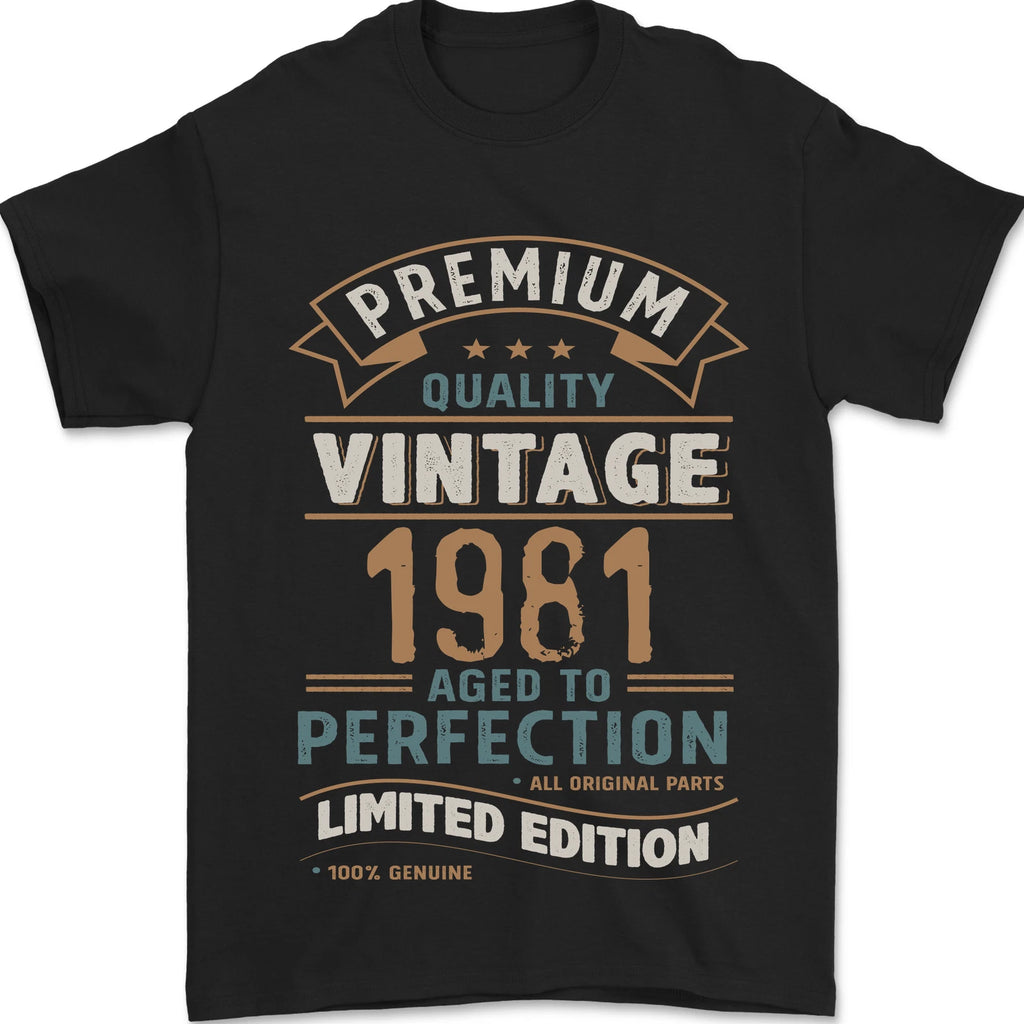 Premium Vintage 45th Birthday 1981 Mens T-Shirt 100% Cotton