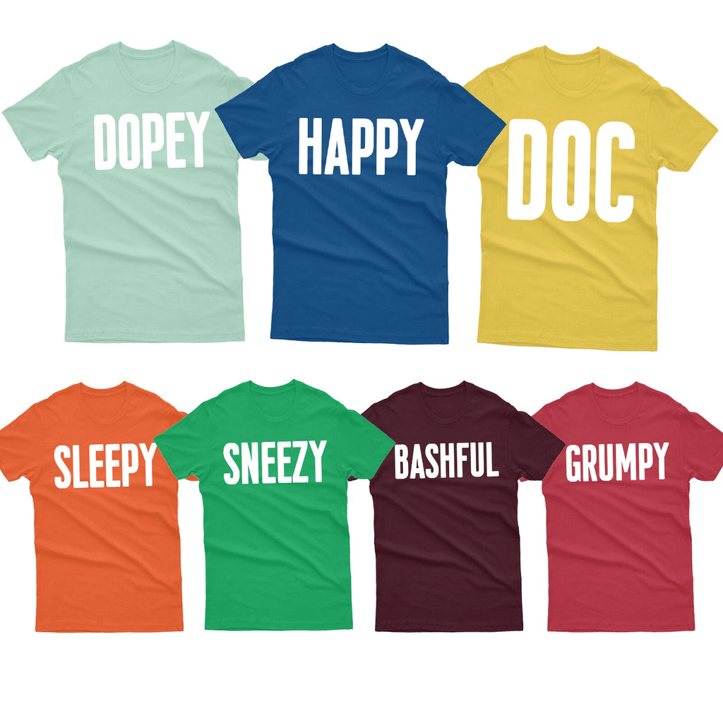 Seven 7 Dwarfs Snow White Happy Costume Funny Bashful Dopey Doc Unisex T shirt#V