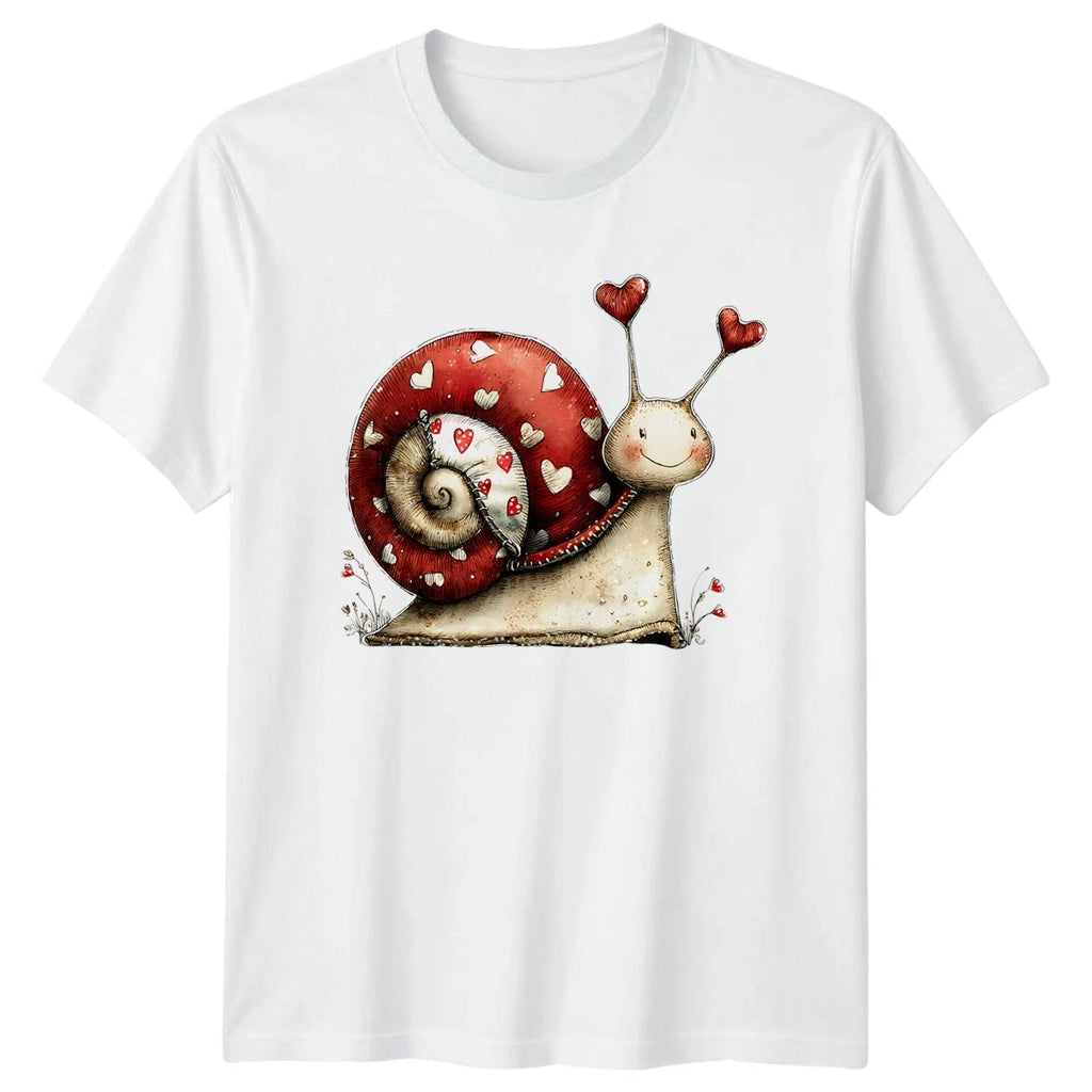 Heart Snail Animals Valentines Day Mens T-Shirt Womens Tee Graphic Unisex Top