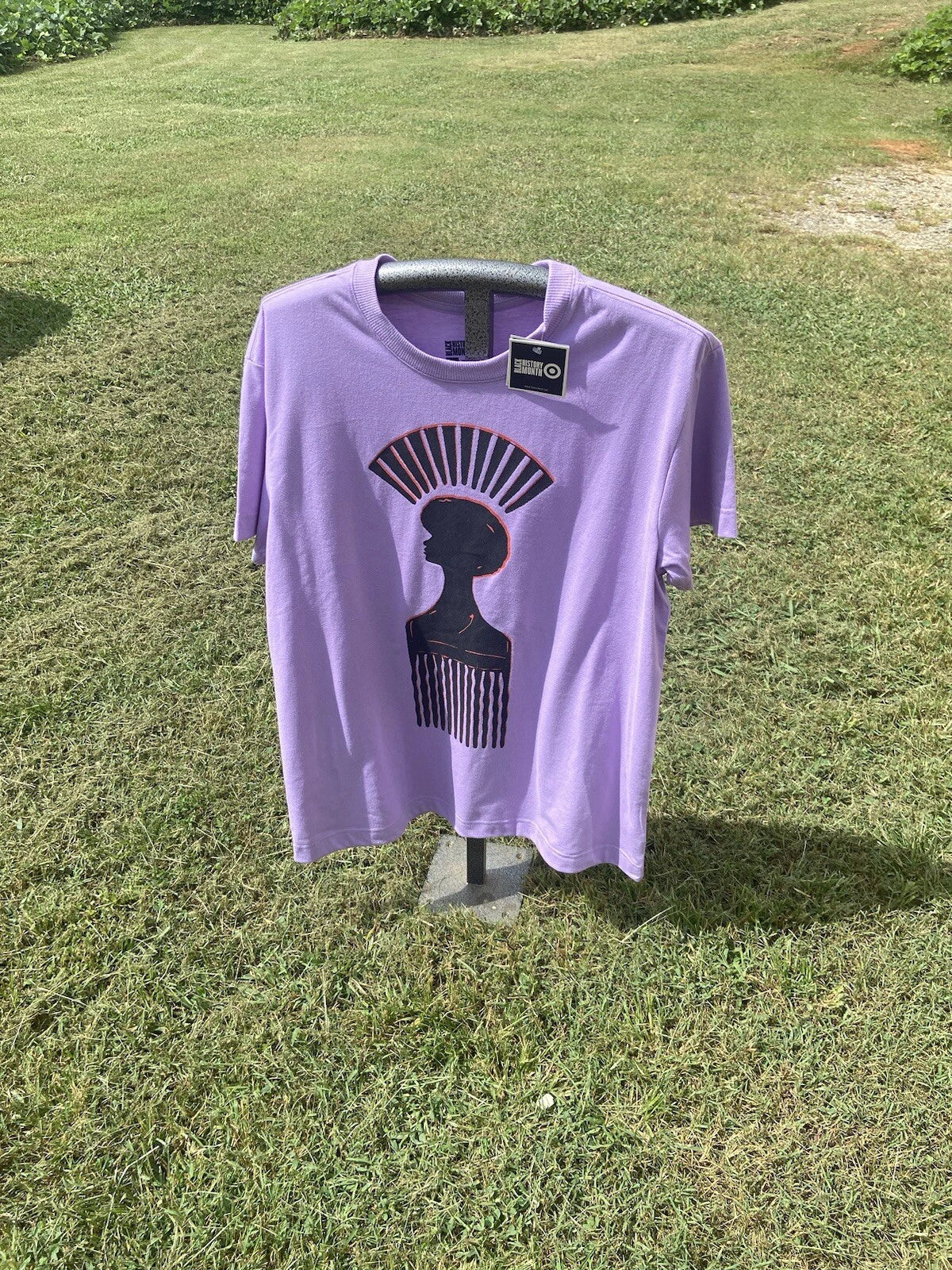 Purple Afro With Afro Pick Black History Month Tshirt