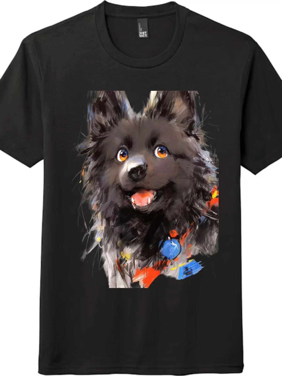 Artistic Black Pomeranian Portrait Graphic Tee - Unisex Dog Lover T-Shirt