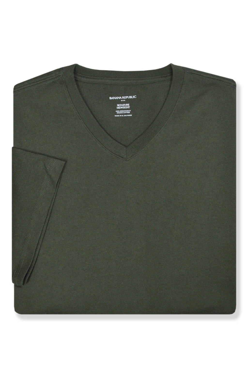 Banana Republic F Mens Green Midweight Cotton V-neck Tee Shirt Medium M BR-010
