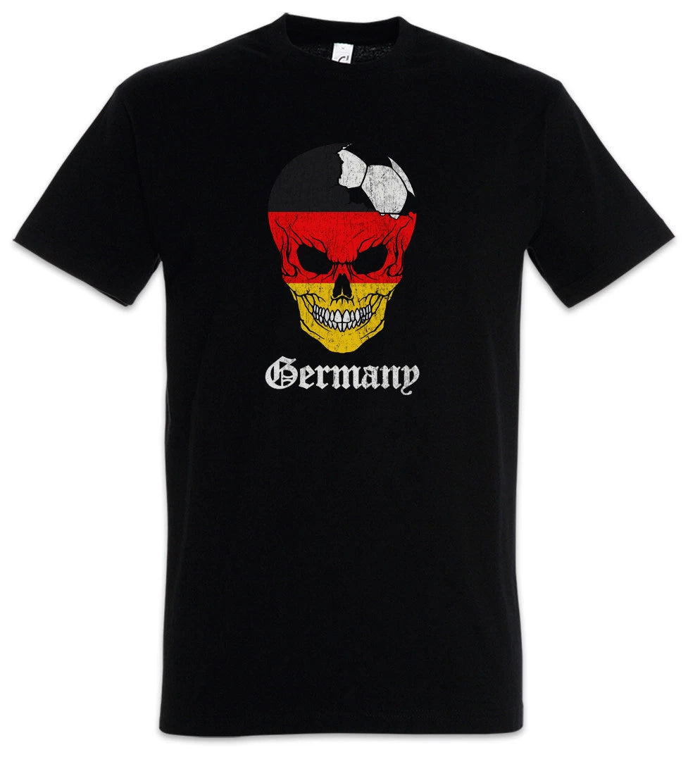 Germany Football Skull I T-Shirt german Soccer Flag Banner World Championship