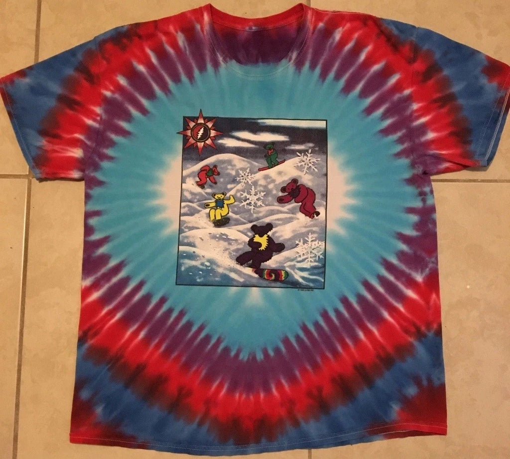 Vtg Grateful Dead Faded Snowboard Bear Shirt XL AOP Concert Tour Grunge 90s Y2K