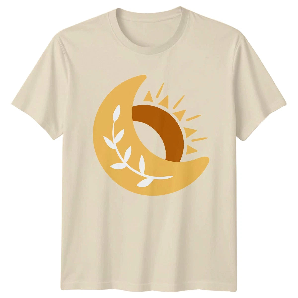 Boho Celestial Sun Moon T-Shirt Nature Inspired Botanical Art Birthday Gift