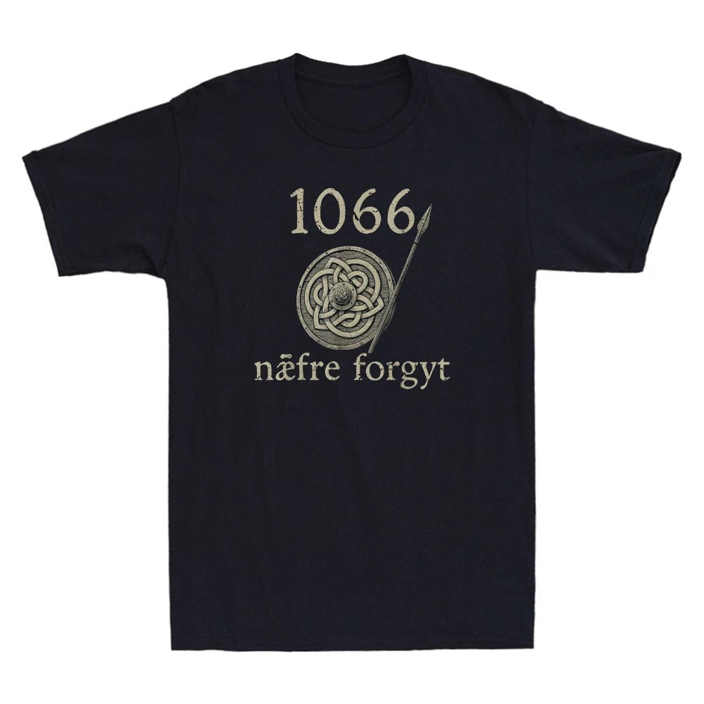1066 Naefre Forgyt Never Forget Viking England History Vintage Men's T-Shirt Tee