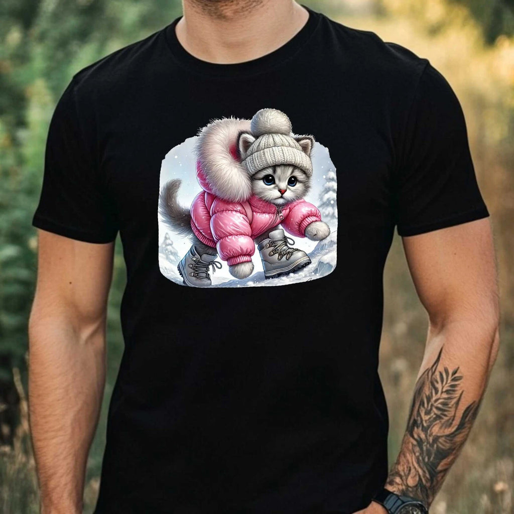 Mens Snow Climbing Animal Print Cotton T-Shirt Size XS to 5XL