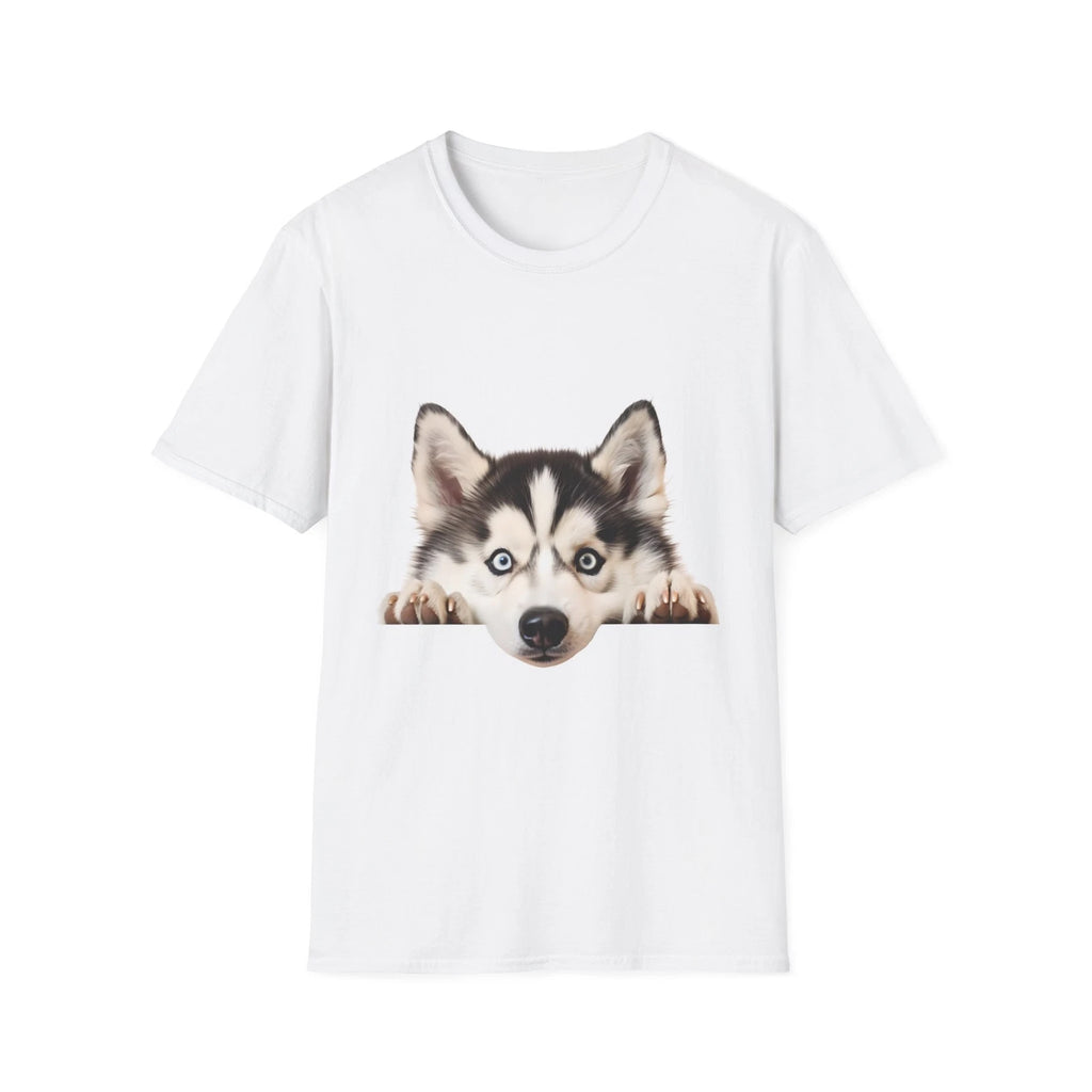 Cute Husky Face Unisex Softstyle T-Shirt, Dog Lover Gift, Casualwear, Pet Lover