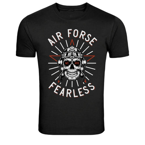 Air Force Fearless Pilot Skull Aviator Graphic T-Shirt