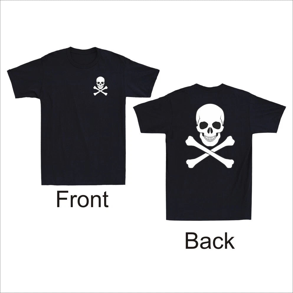 Skull and Crossbones Pocket Design Gothic Front And Back Print Men's T-Shirt