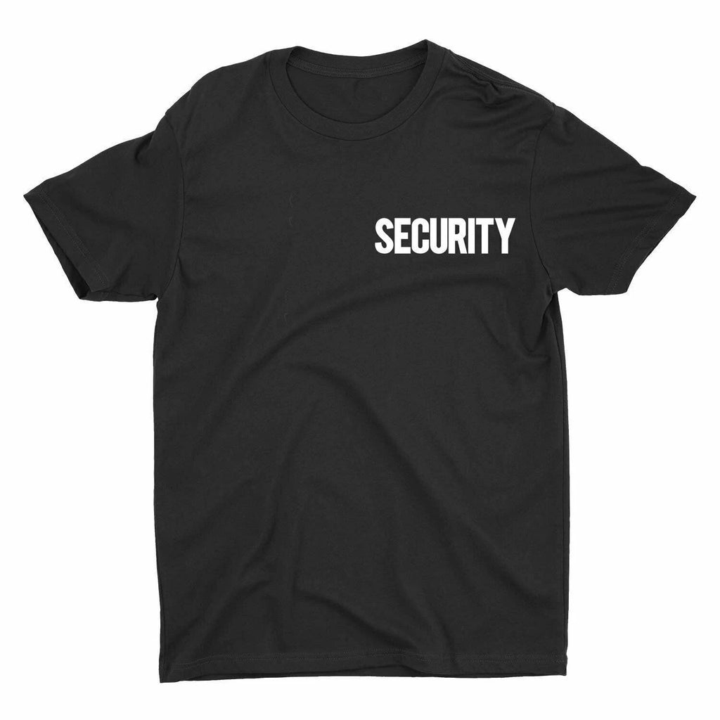 Premium Black Men's Security T-Shirt White Chest Back Print Ringspun Option