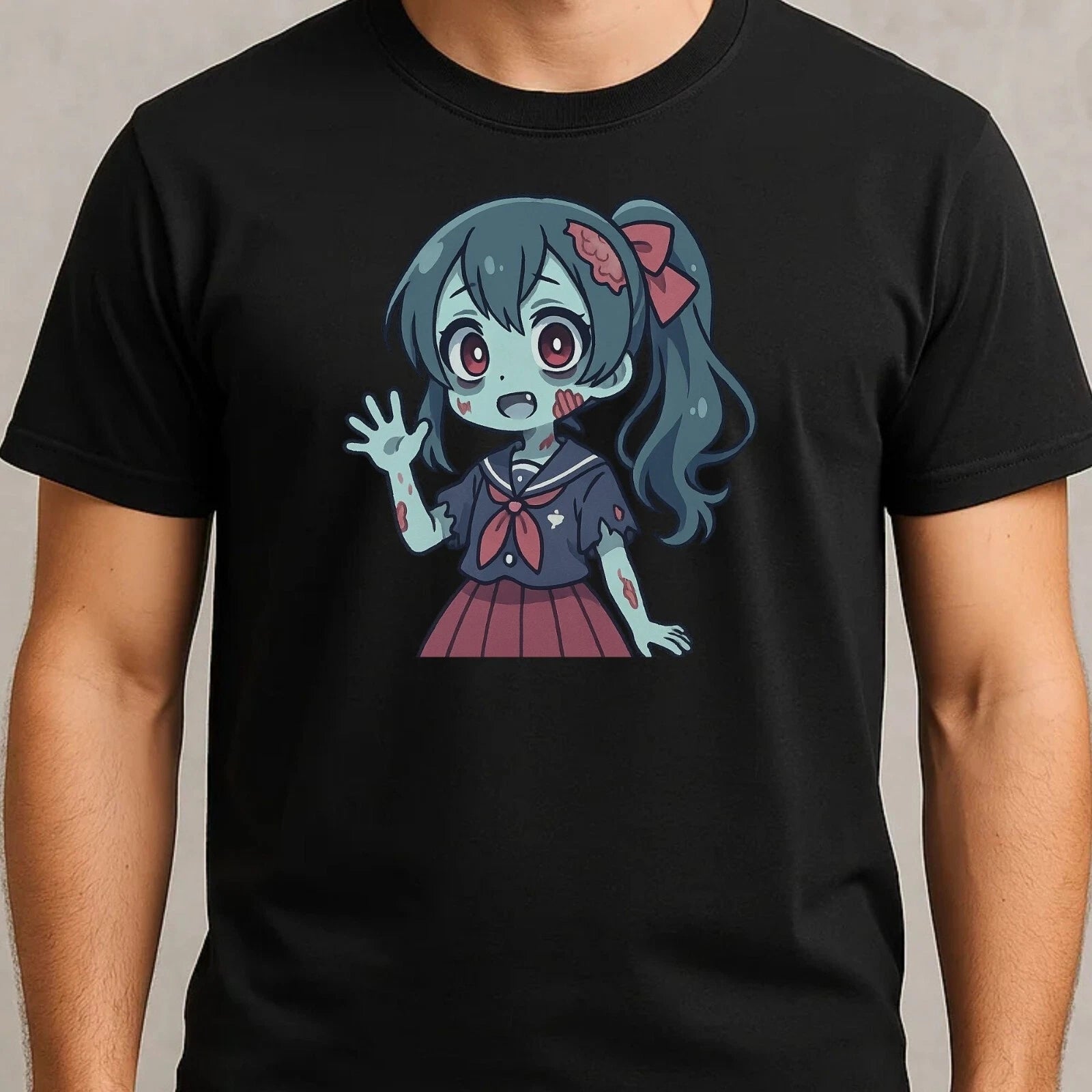 Mens Zombie Anime Girls Theme Cotton T-Shirt Size XS to 5XL