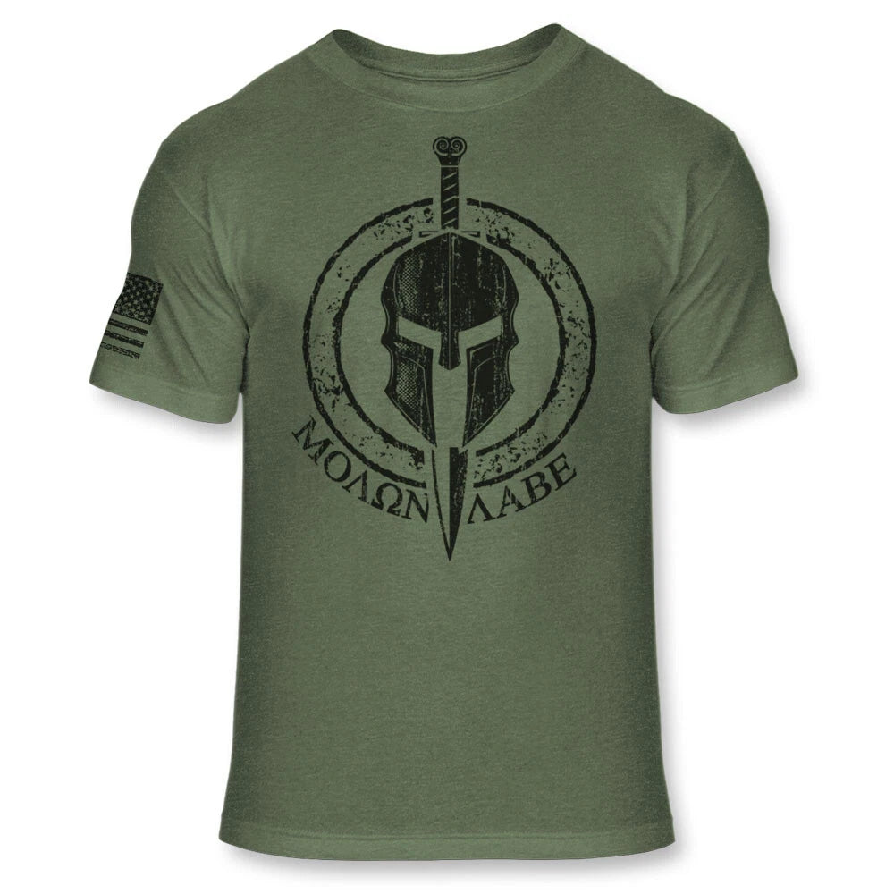 Molon Labe Spartan Helmet and Sword Shirt - Soft Blend T-Shirt - A211