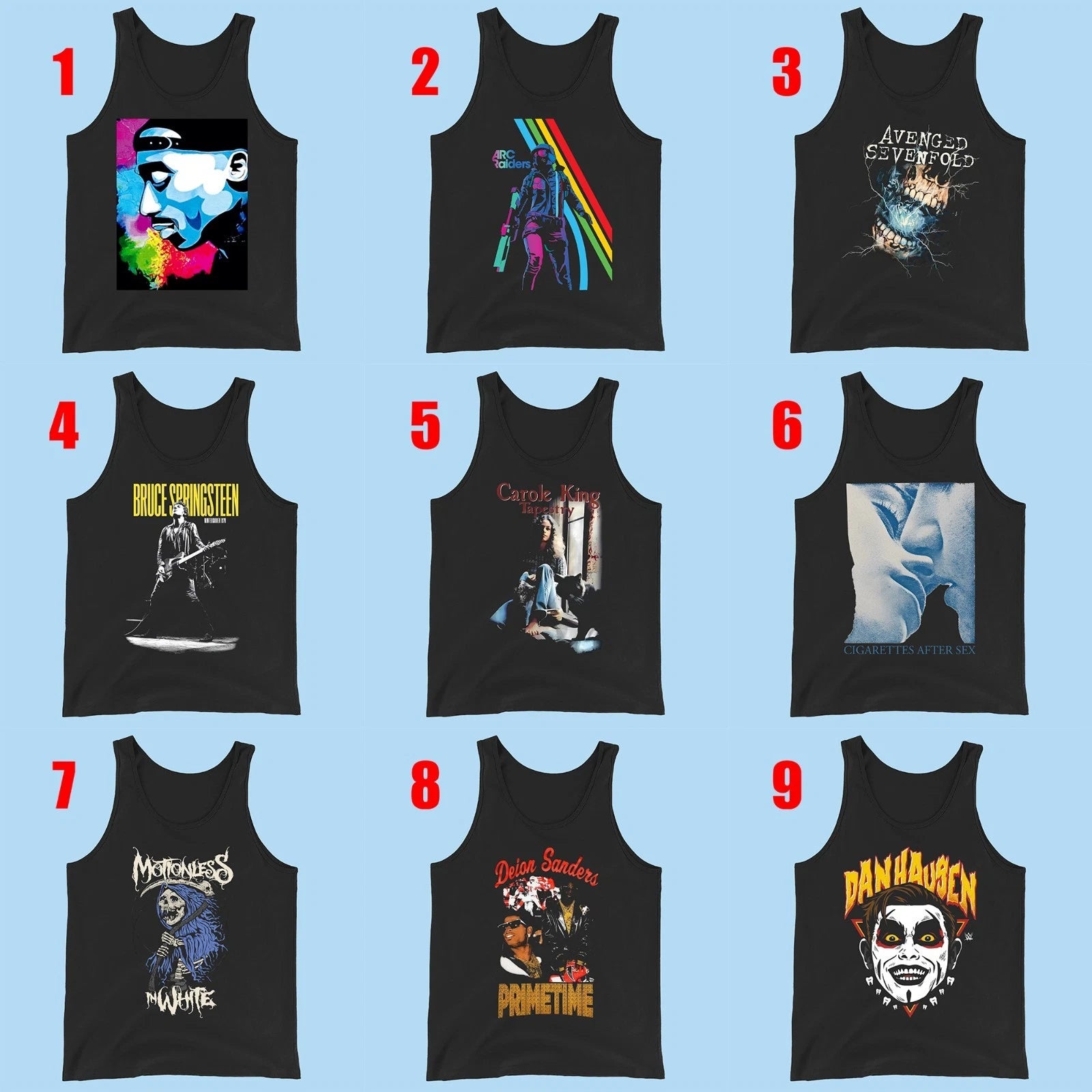 COLLECTION OF CLASSIC PUNK ROCK UNISEX TANK TOP
