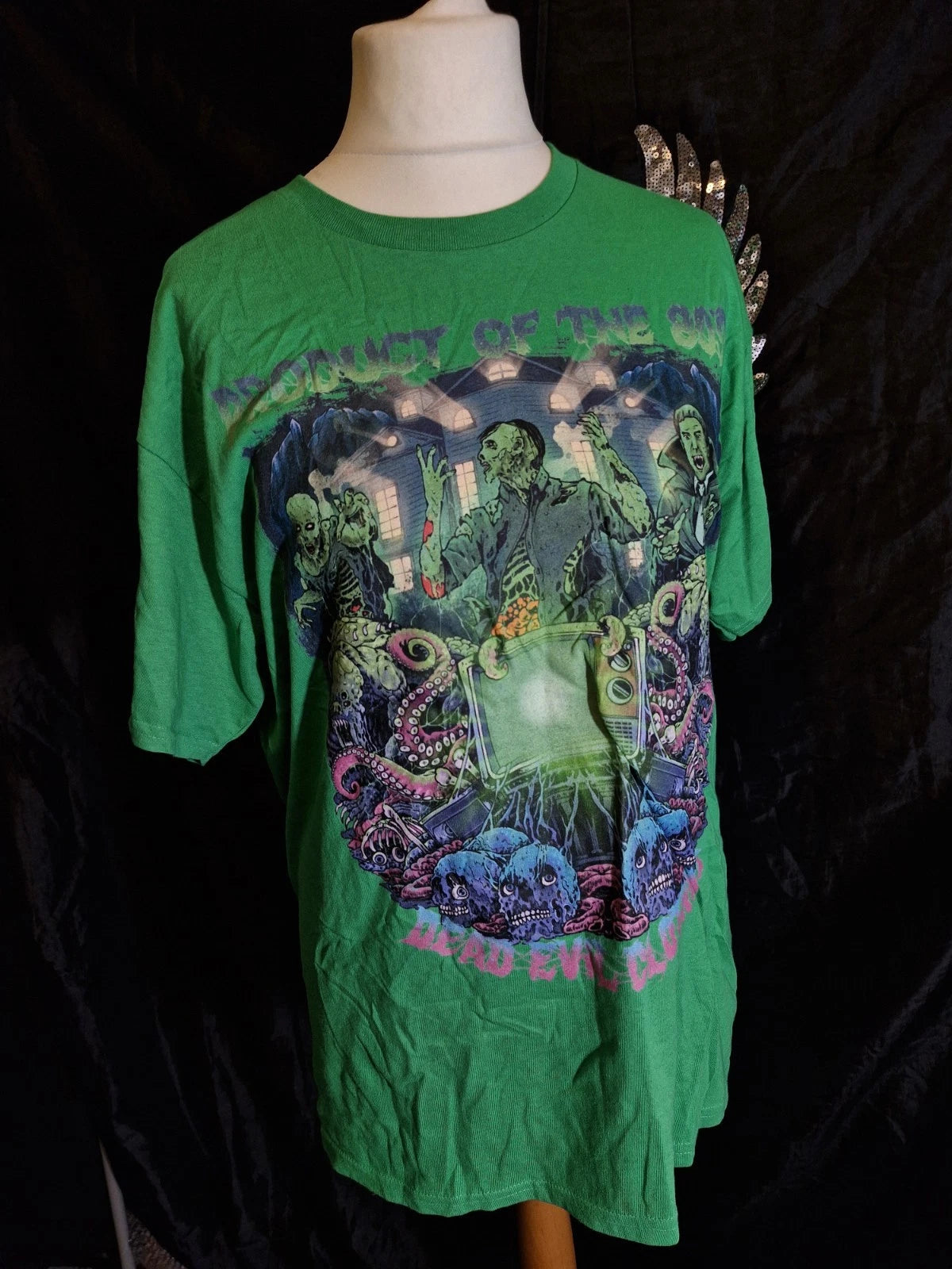 green 80s Horror T-shirt Movie Gothic Alternative Metal Festival Unisex Tee L