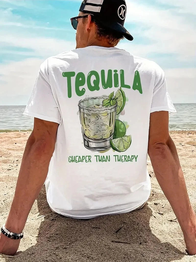 Tequila Cheaper Than Therapy T-Shirt Funny Quote Graphic Tee Men Women Gift