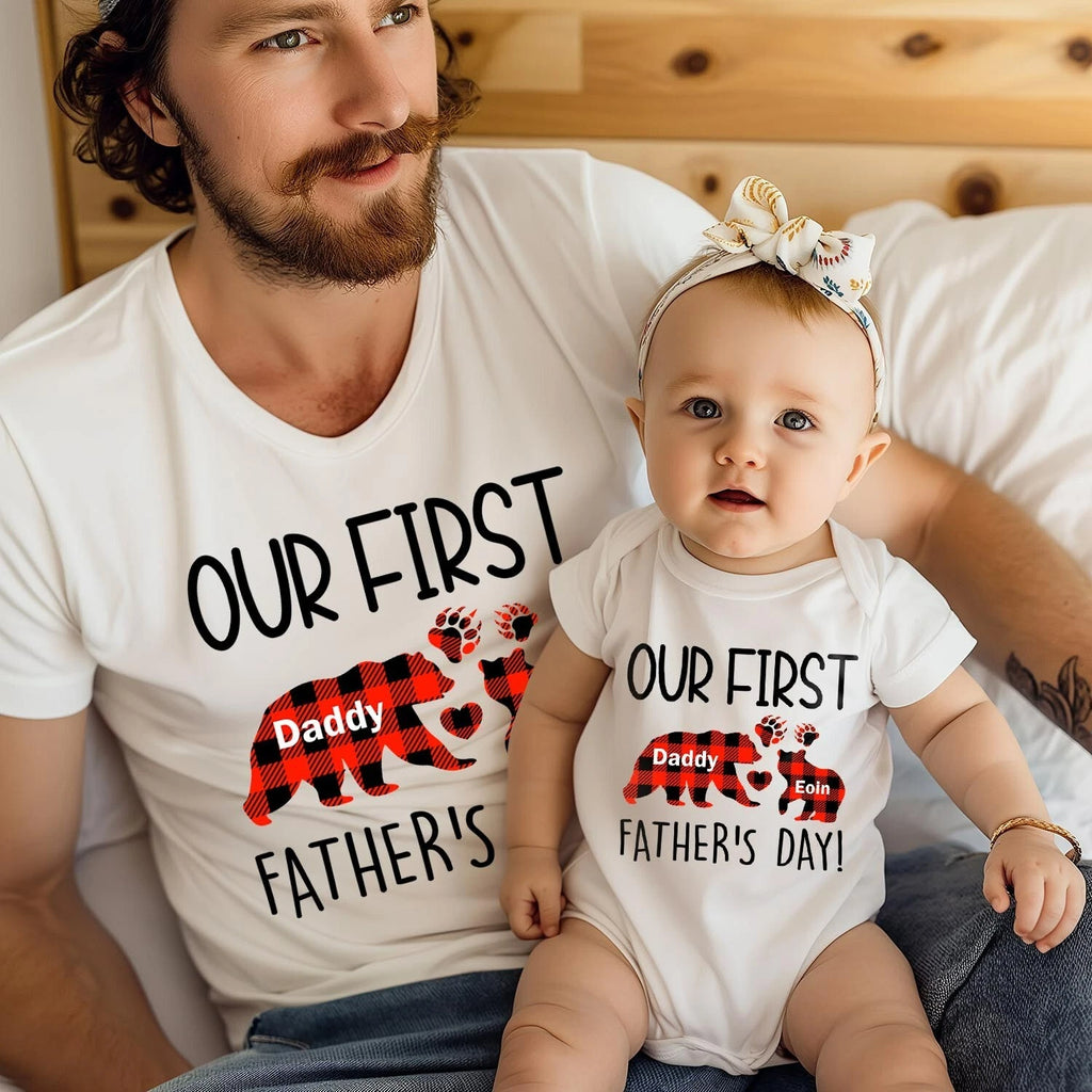 TSHIRT (1192) Our First Father's Day Kids Child Dad Birthdy Baby Matching Shirt
