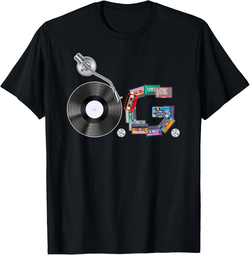 Old School OG Hip Hop Head Vinyl_ CDs_ Tapes 80s 90s Retro T-Shirt