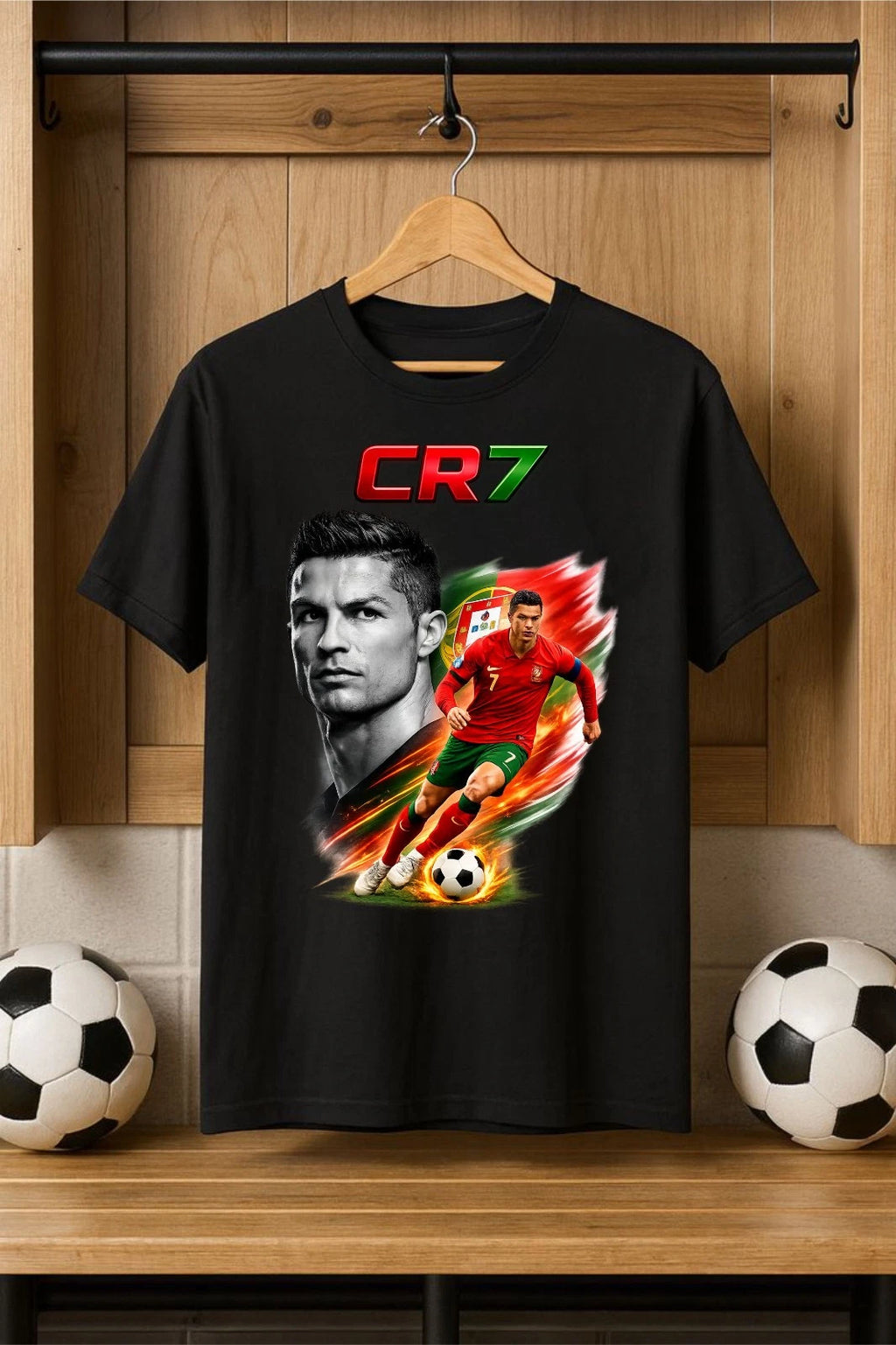 Football Legend Inspired Cartoon Shirt, Soccer Star Tee Portuguese Football Top