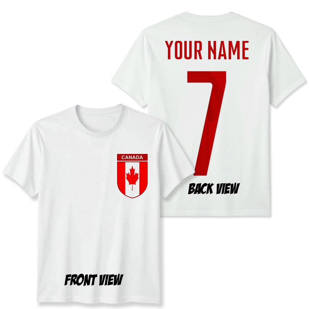Personalised Canada Football Unisex Kids T-Shirt Name Number Tee #WC
