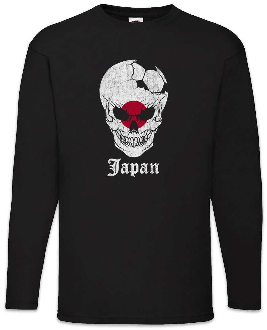 Japan Football Skull I Men Long Sleeve T-Shirt japanese Soccer Flag World