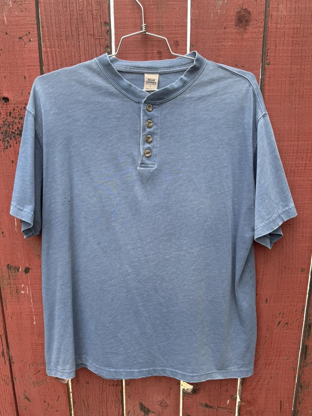 Vintage 90s High Sierra Blue Henley Shirt Grunge Skate Soft Thin Dad Y2K Faded