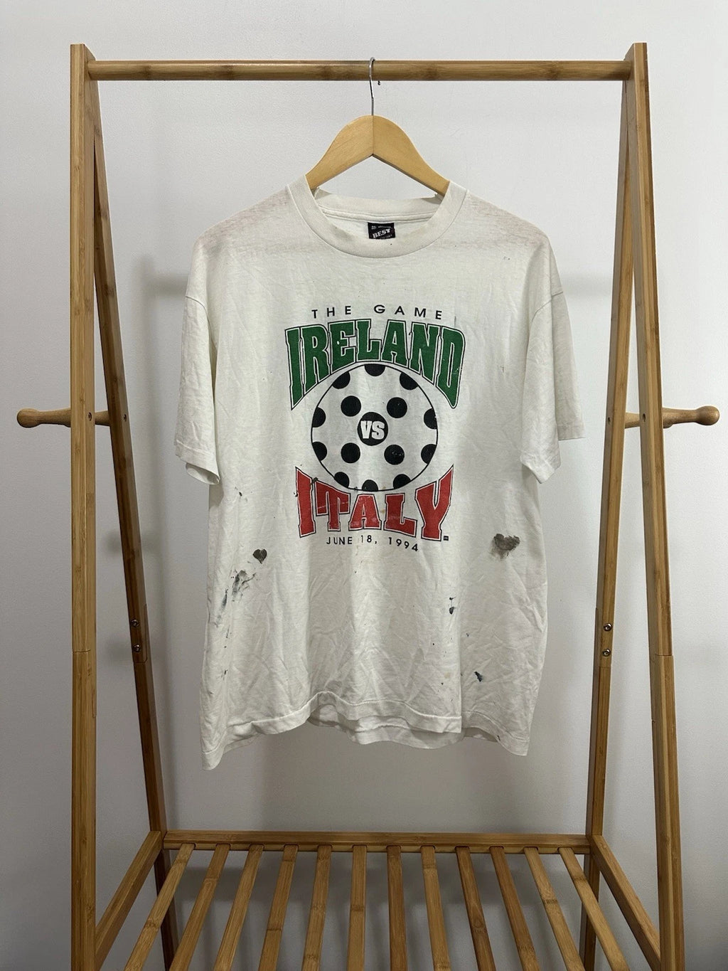 VTG Ireland Vs Italy 1994 World Cup Soccer Fifa Paper Thin Burnout T-Shirt XL