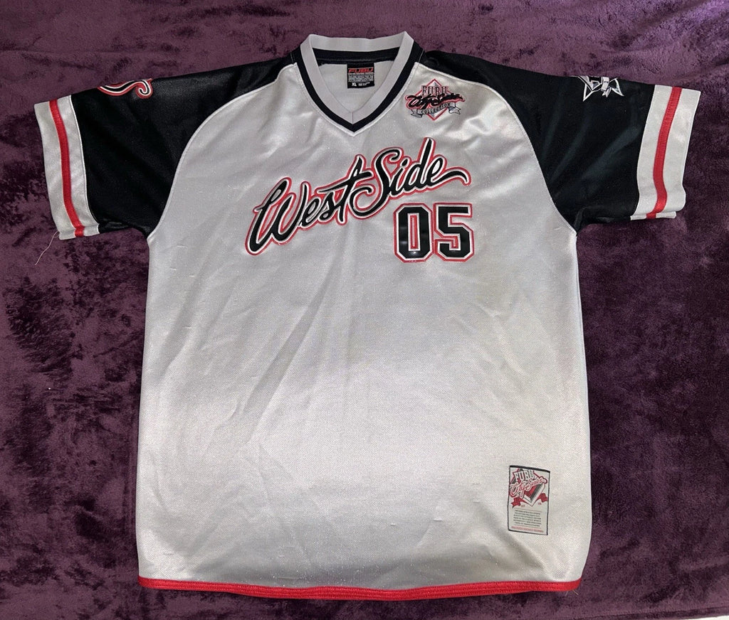 VTG 2000 FUBU City Series WESTSIDE Baseball Jersey-XL-90s-Y2K-Baggy Oversize Fit