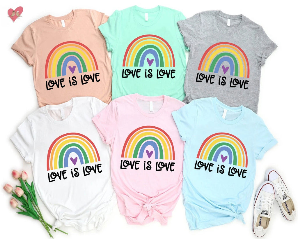TSHIRT (3587) Love is Love T-Shirt Pride Love Heart Pride Month LGBT LGBTQ Tops