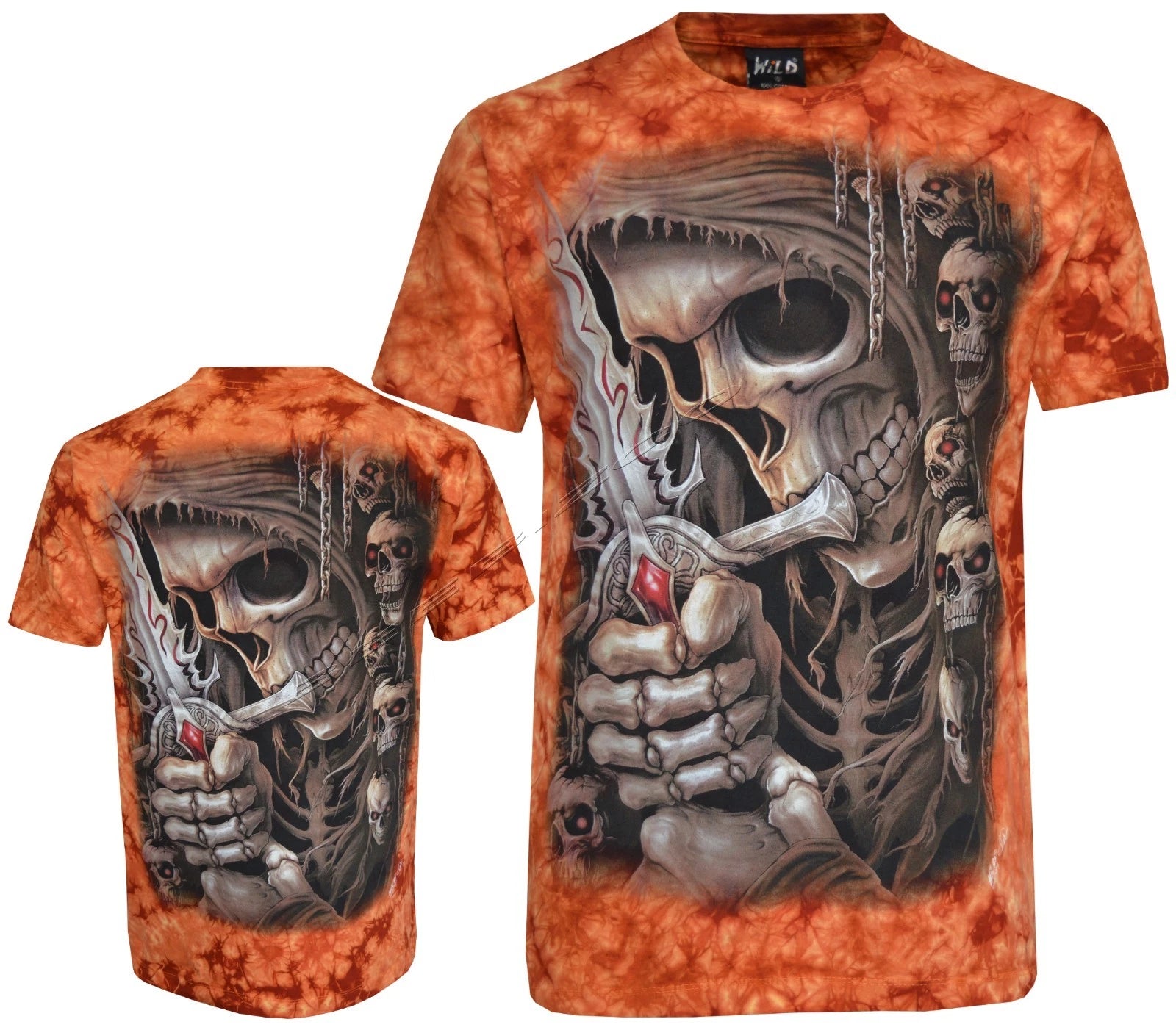 Tie Dye T-Shirt Grim Reaper Spirits of the Sword Fantasy Glow inthe Dark by Wild