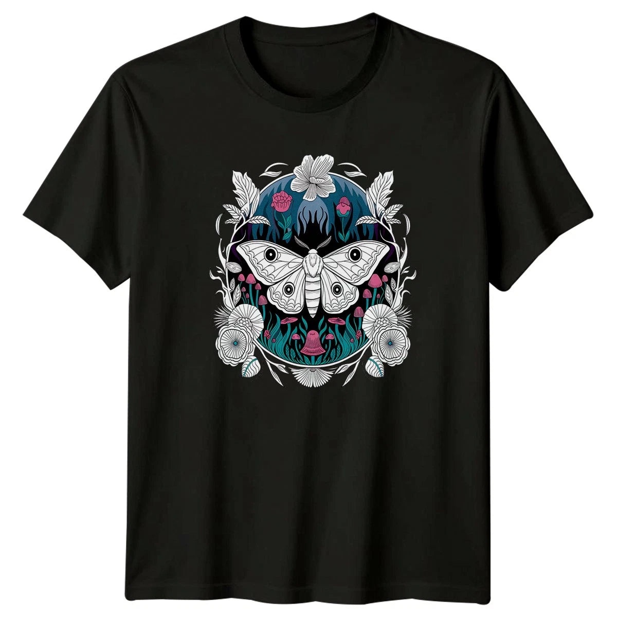 Mystical Moth Mushroom Magic T-Shirt Moth Fungi Nature Insect Gift Him Her