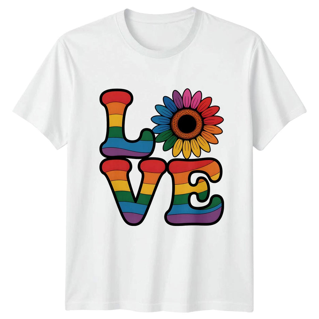 Love Womens T-Shirt Rainbow Sunflower Pride Pride Month Gift For Her