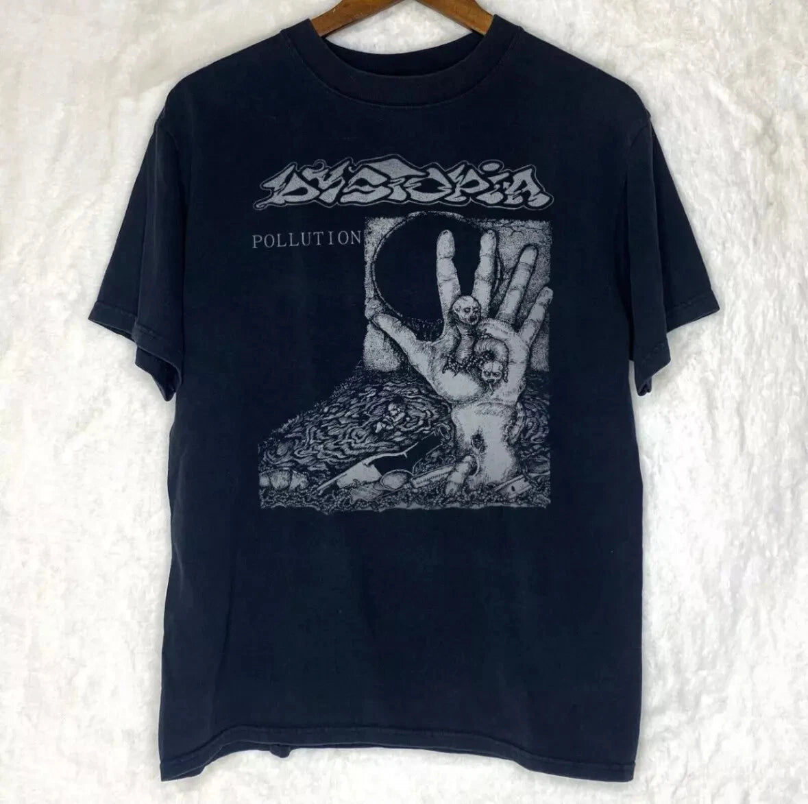 Dystopia Pollution T Shirt Vintage Crust Punk Grindcore Acid Bath Disrupt Doom