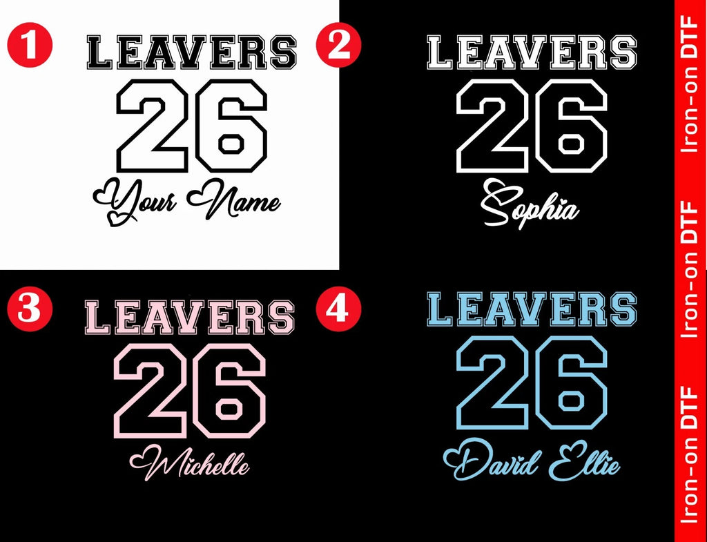 Personalised School Leavers Class Of 2026 DTF Iron On Heat Transfer Boys Girls