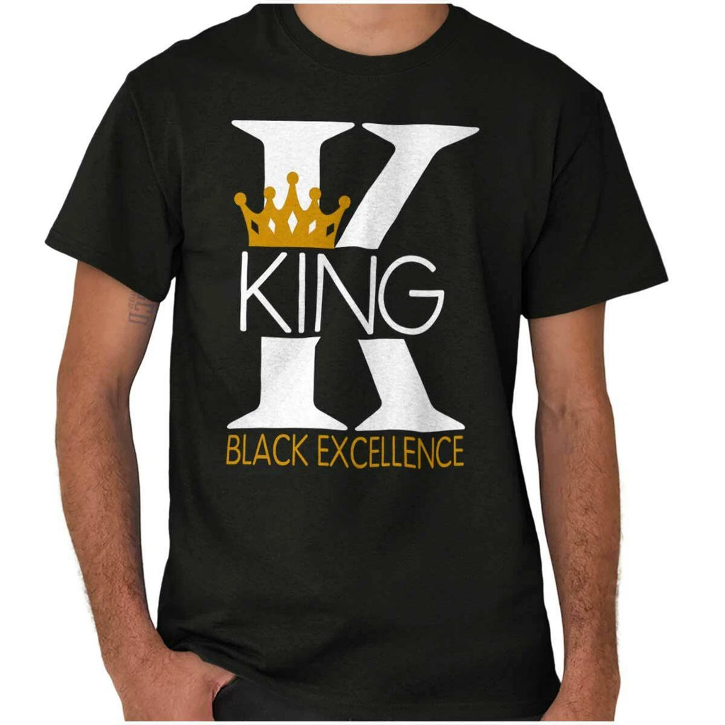 Black Excellence King Crown Positive Saying Mens Casual Crewneck T Shirts Tees