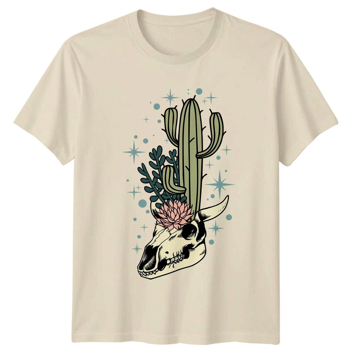 Cow Skull Cactus Unisex T-Shirt Southwest Desert Boho Gift For Him And Her