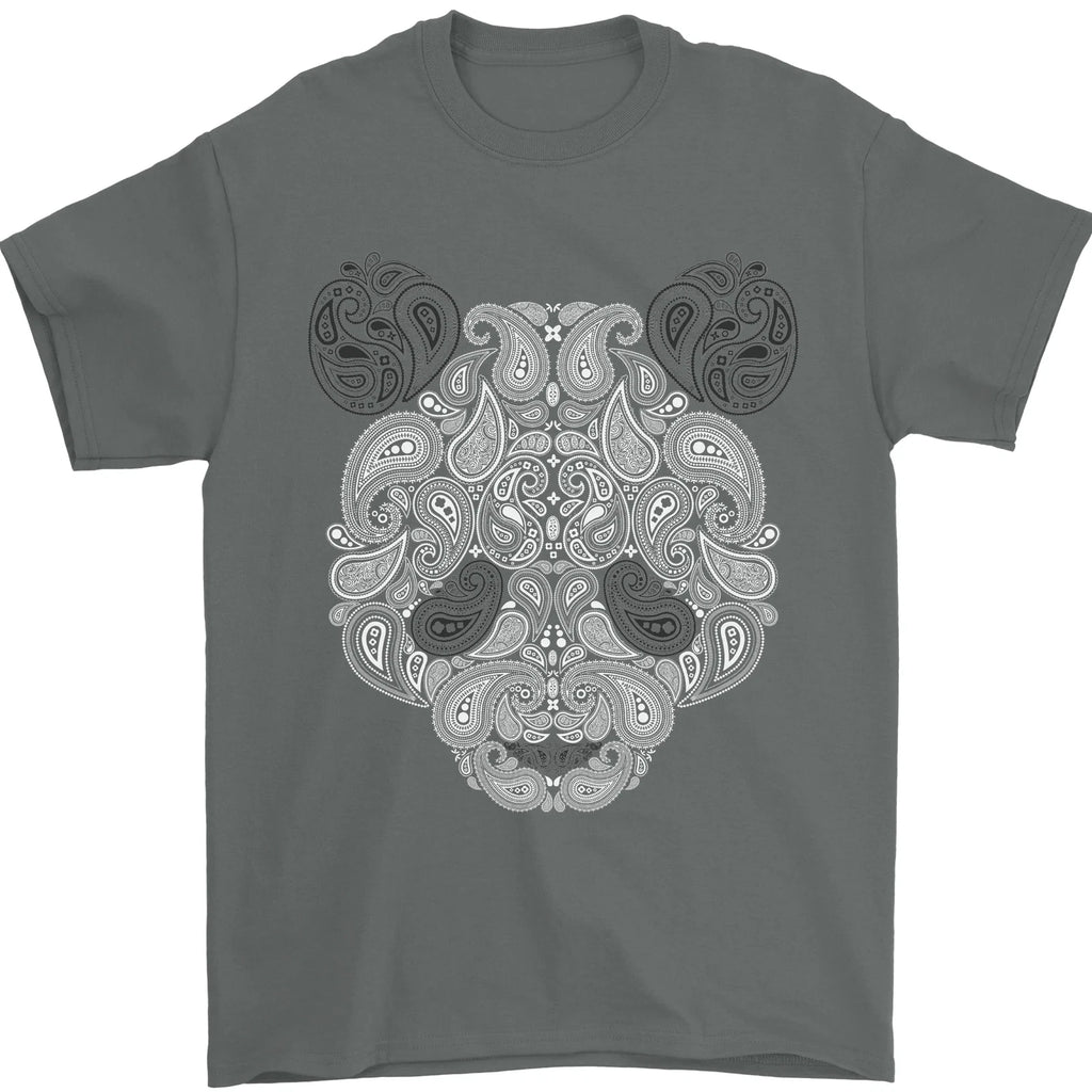 Paisley Panda Bear Mens T-Shirt 100% Cotton
