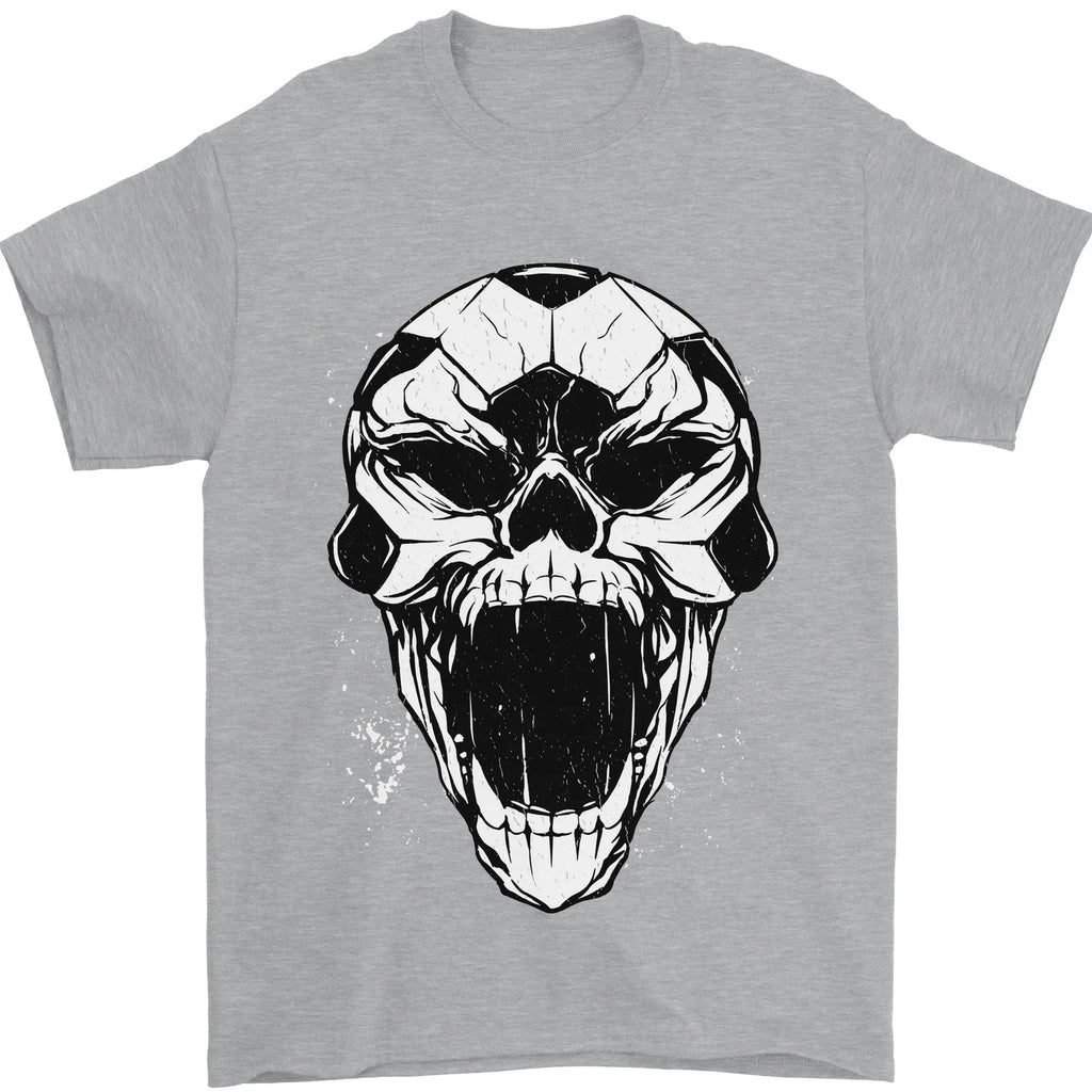A Football Skull Soccer Footy Mens T-Shirt 100% Cotton