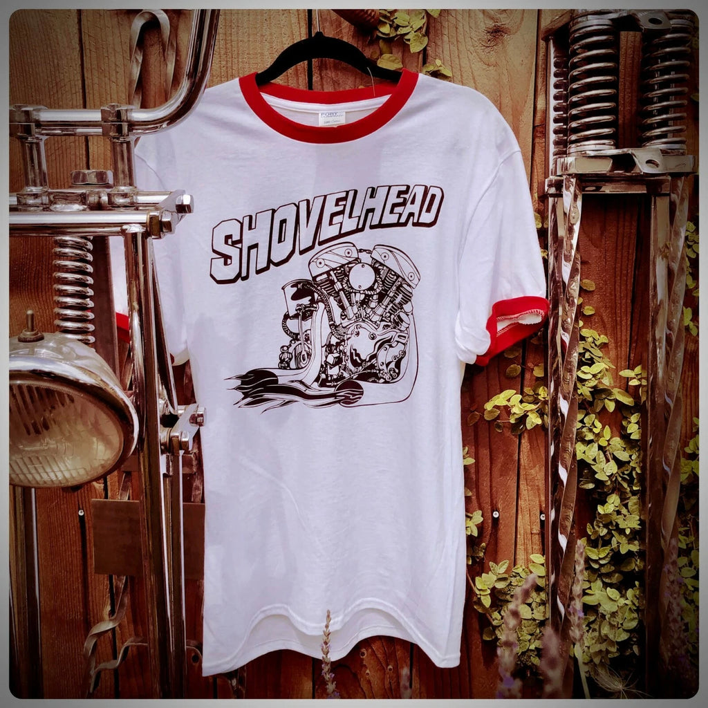 SHOVELHEAD OG FIRE ENGINE vintage style ringer 3d emblem screenstar harley biker