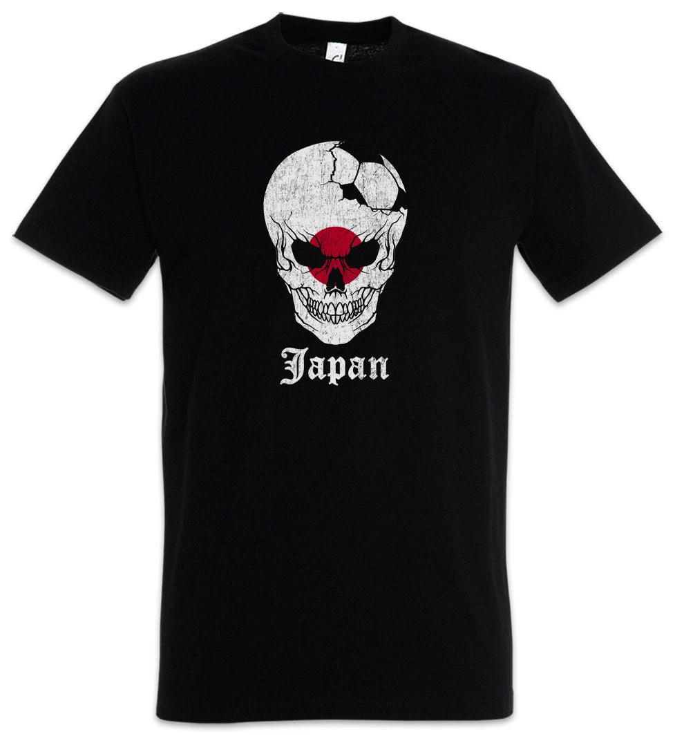 Japan Football Skull I T-Shirt japanese Soccer Flag Banner World Championship