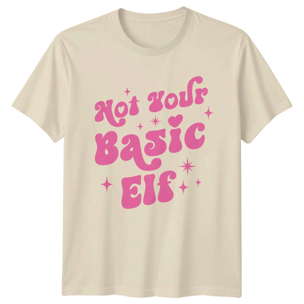 Not Your Basic Elf Christmas Holidays Mens T-Shirt Womens Tee Graphic Top -a