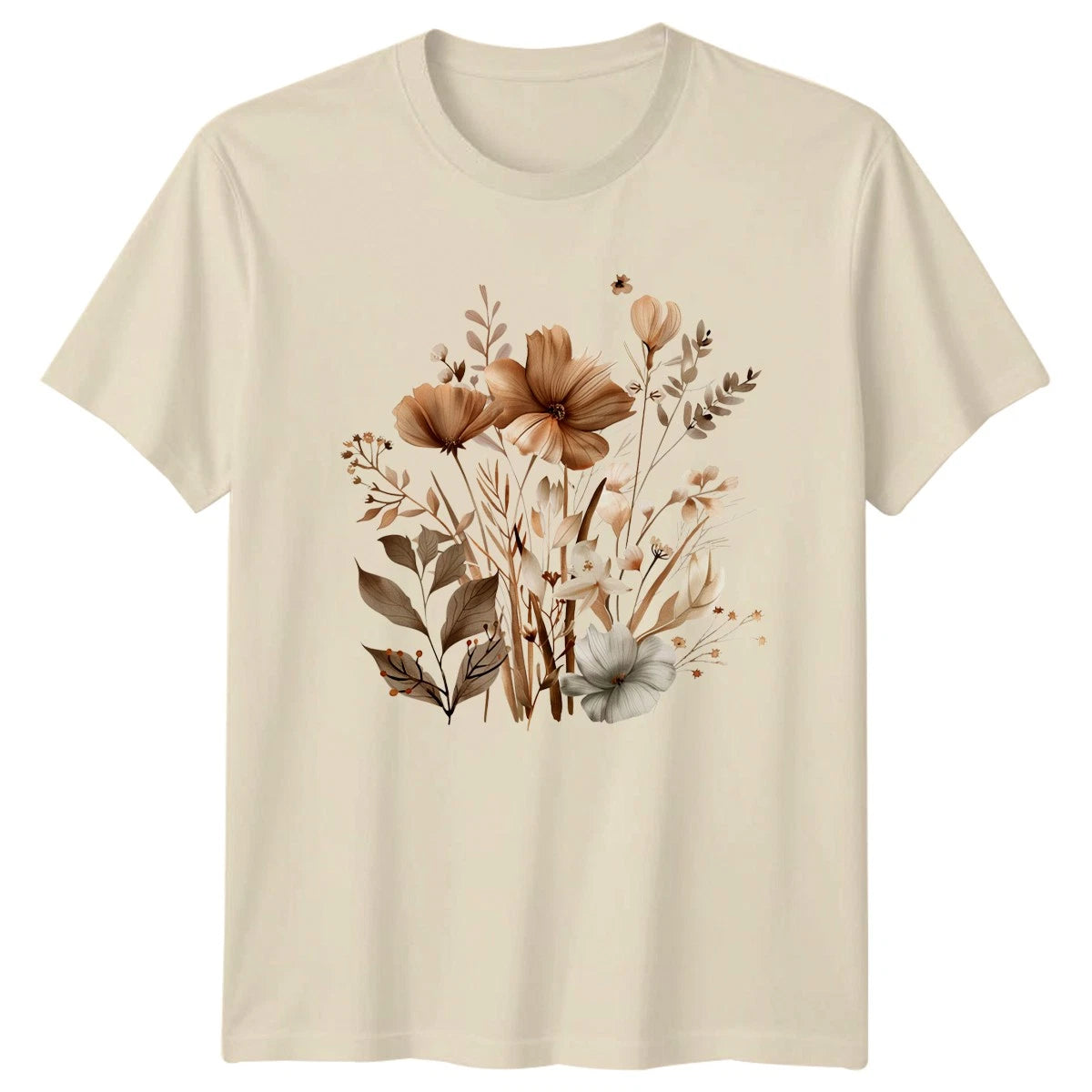 Boho Floral T-Shirt Womens Spring Nature Gift For Her