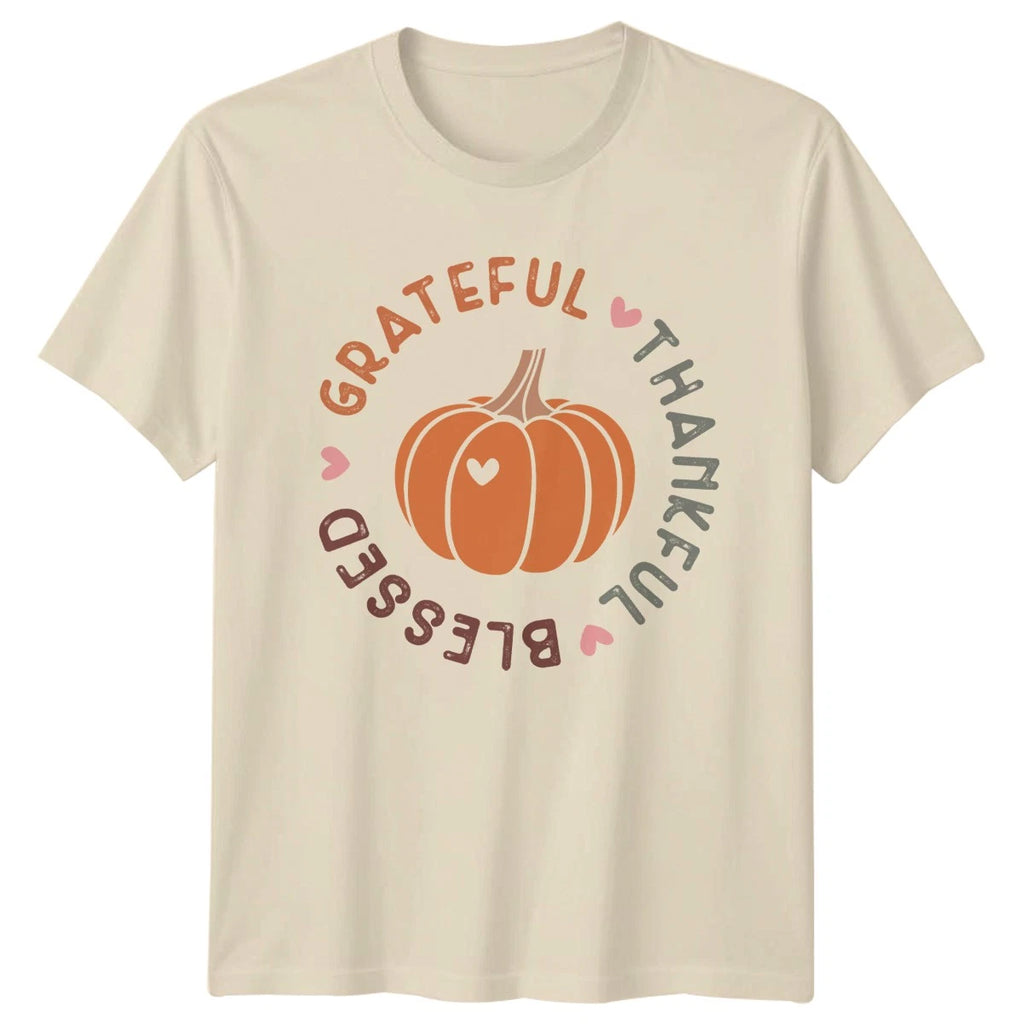 Grateful Thankful Blessed T-Shirt Pumpkin Fall Harvest