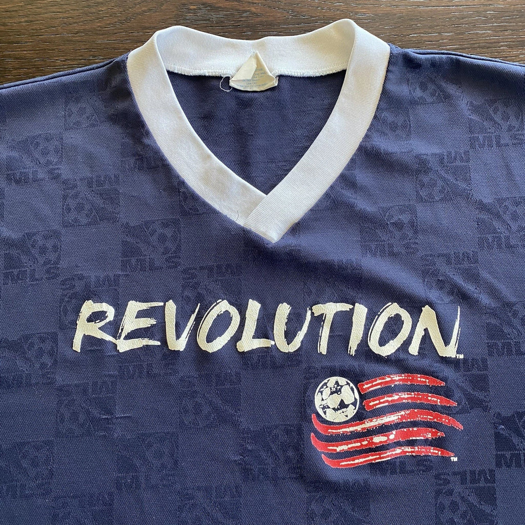 Vintage 1990s New England Revolution Soccer Jersey XL Made in USA Flaws Majestic