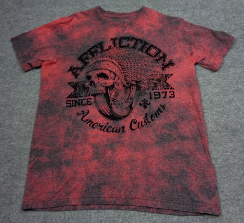 Affliction American Customs Shirt Mens M Red Skull Bones Native American Gothic