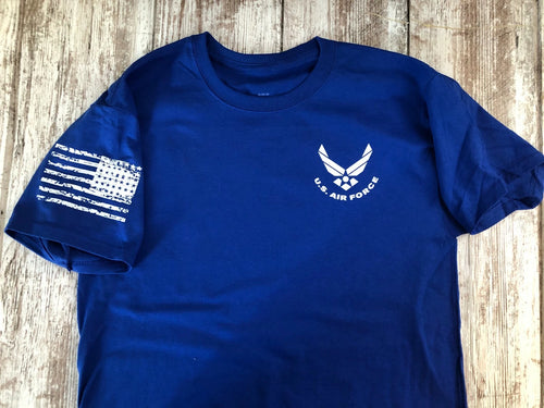 Air Force Military T-shirt With DD-214 Alumni USAF Chest Logo 190G
